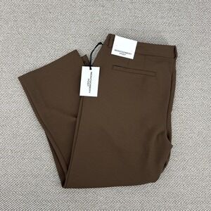 Montgomery Post Mid Rise Pleated Straight Crepe Pant 8 P New
